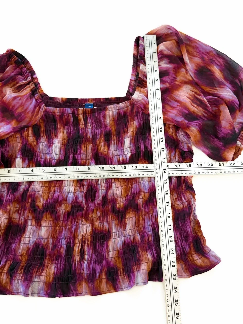 Old Navy Shirt Womens XXL Purple Smocked Boho Puff Sleeve New